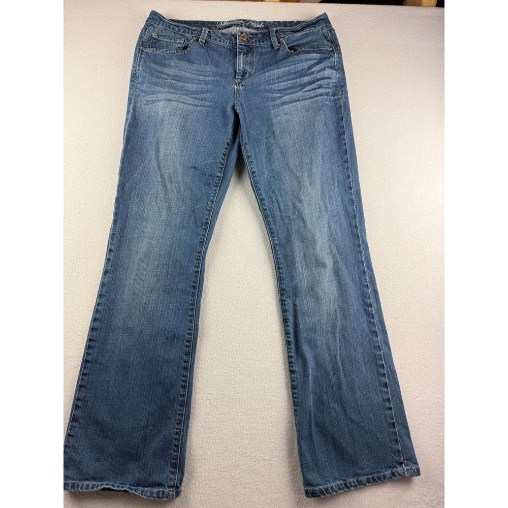 American Eagle True Boot Jeans Womens 14 Blue Medium Wash Mid Rise Bootcut Denim